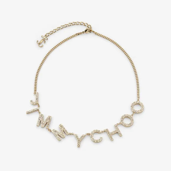 Jimmychoo/吉米周 水晶饰金色金属 JC 字母项链-探索首饰系列-选购 时尚配饰 JIMMYCHOONECKLACEMJI0C3720