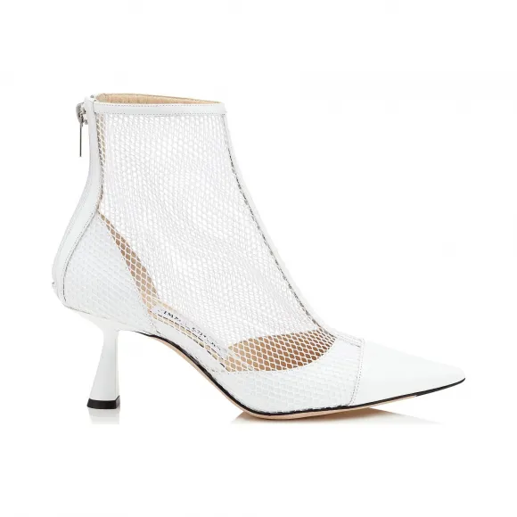 Jimmychoo/吉米周 漆皮网眼黑色混色尖头短靴  KIX65TNX080933