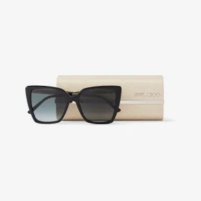 Jimmychoo/吉米周 微光闪耀黑色猫眼太阳镜  LESSIES56E807101314