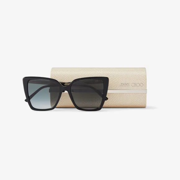 Jimmychoo/吉米周 微光闪耀黑色猫眼太阳镜  LESSIES56E807101314