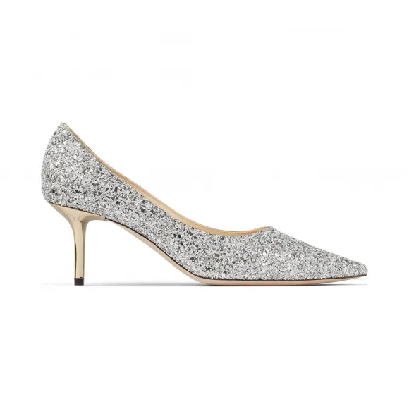Jimmychoo/吉米周 银白沙色耀目闪粉面料尖头高跟鞋 LOVE65TITOO1308