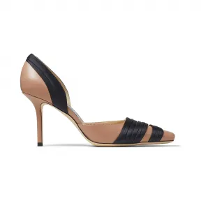 Jimmychoo/吉米周 黑色缎带芭蕾粉色高跟皮鞋  LYRIN85NBB005207