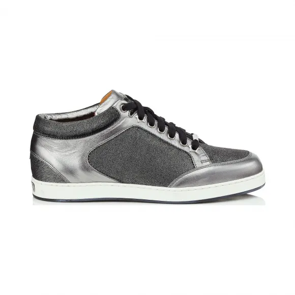 Jimmychoo/吉米周 无烟煤金属丝绒和金属纳帕皮革运动鞋 MIAMIIVM100017