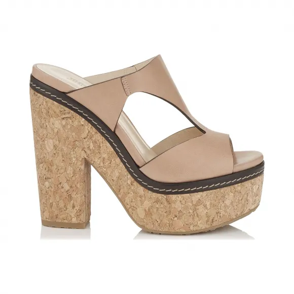 Jimmychoo/吉米周 裸体Vacchetta皮革软木坡跟鞋 NIXIE120VAC120008