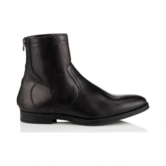 Jimmychoo/吉米周 黑色闪亮皮革和羊皮靴 PABLOSVS010003