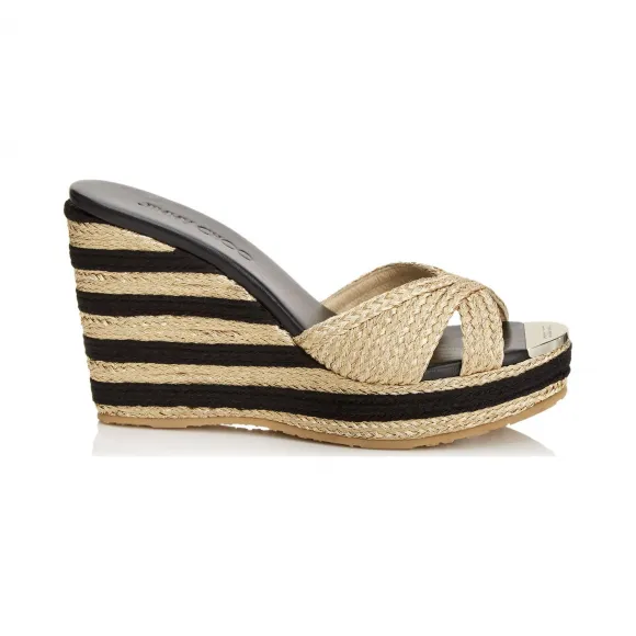 Jimmychoo/吉米周 黑色和金色金属编织绳楔 PANDORABRI000034