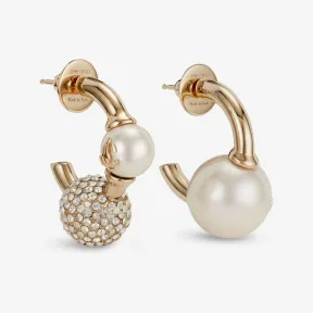 Jimmychoo/吉米周 PEARL CRYSTAL HOOPS耳环-珍珠水晶饰金色金属大圈耳环 PEARLCRYSTALHOOPSJIQ0C9457