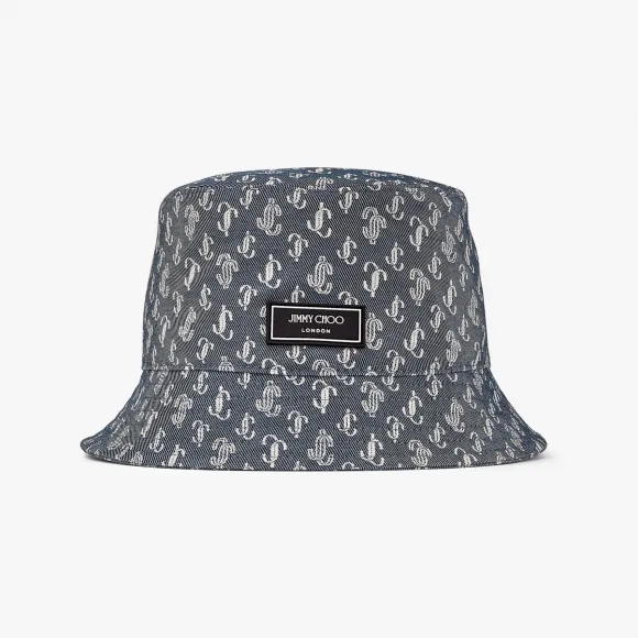 Jimmychoo/吉米周 RENATA渔夫帽-丹宁色 JC 字母提花渔夫帽 RENATAS788043507