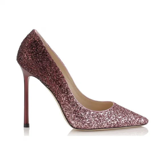 Jimmychoo/吉米周 粉色和波尔多降级粗光面布尖头浅口鞋 ROMY110CGD0C3003