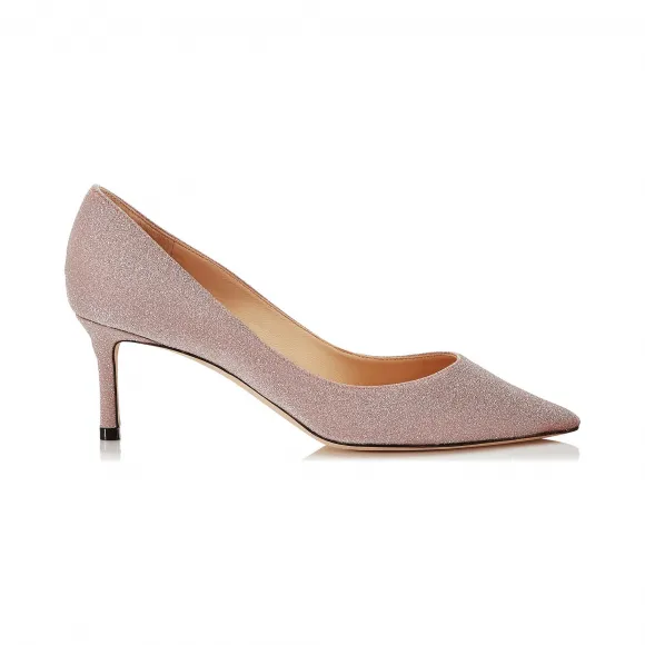 Jimmychoo/吉米周 芭蕾粉色细闪粉面料尖头高跟鞋  ROMY60XGC110323