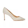 Jimmychoo/吉米周 冰白金色微粒闪粉尖头高跟鞋 Pumps  ROMY85DGZAA0582