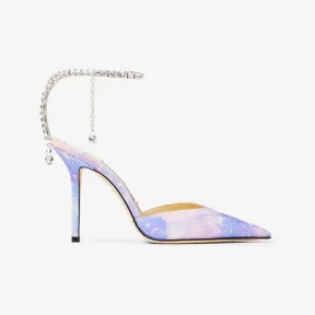 Jimmychoo/吉米周 SAEDA 100高跟鞋-水晶饰独角兽印花缎面高跟鞋 SAEDA100BAY051552