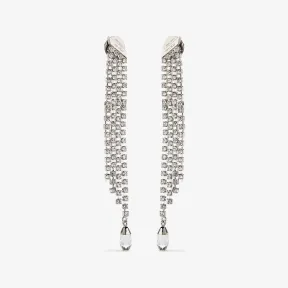 Jimmychoo/吉米周 SAEDA FRINGE EARRING耳环-银色水晶流苏耳环 SAEDAFRINGEEARRINGCZF0C5301