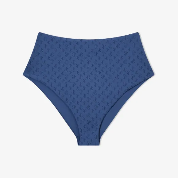 Jimmychoo/吉米周 烟青色 JC 字母印花再生尼龙拼莱卡比基尼短裤 SUMAB076013841