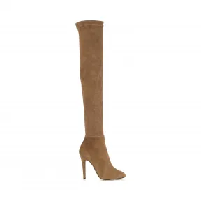 Jimmychoo/吉米周 卡其色Brown弹力绒面革过膝靴 TURNERDSD025763