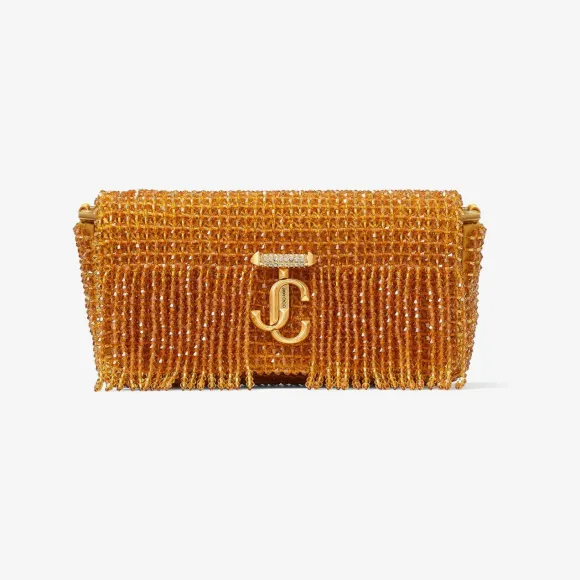 Jimmychoo/吉米周 AVENUE MINI SHOULDER | 水晶穗饰向日葵花色缎面迷你单肩包 VARENNEMINISHLDRATU072516