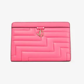 Jimmychoo/吉米周 VARENNE POUCH荷包-浅金色 JC 徽章饰糖粉色绗缝荷包 VARENNEPOUCHNBA112562