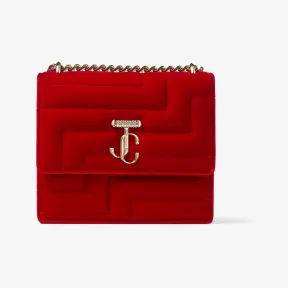 Jimmychoo/吉米周 AVENUE QUAD单肩包-水晶条闩饰红色衍缝天鹅绒单肩包 VARENNESHOULDERAJN061779