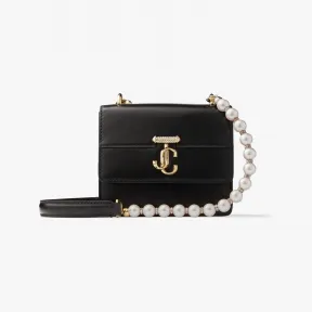 Jimmychoo/吉米周 AVENUE QUAD/XS-珍珠肩带黑色牛犊纹皮单肩包 VARENNESHOULDERXSRAM001463