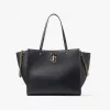Jimmychoo/吉米周 AVENUE TOTE BAG-浅金色JC徽章饰黑色细腻亮面小牛皮托特包 VARENNETOTEBAGDAW001463