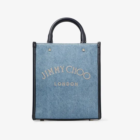 Jimmychoo/吉米周 AVENUE TOTE N/S 托特包-刺绣 logo 饰水洗丹宁布托特包 VARENNETOTENSAKZ043455