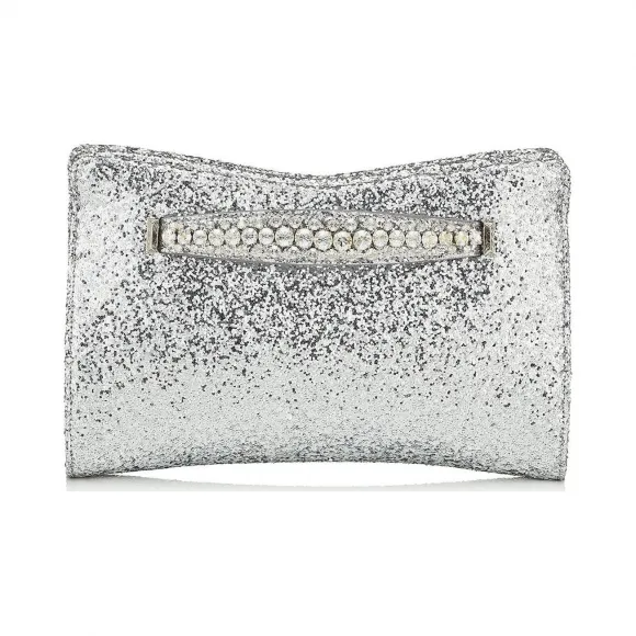 Jimmychoo/吉米周 银色太空闪粉面料手拿包  VENUSCIGAA0009