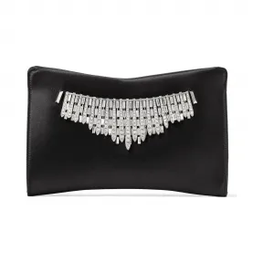 Jimmychoo/吉米周 水晶冠饰黑色缎面手拿包  VENUSTGY010003