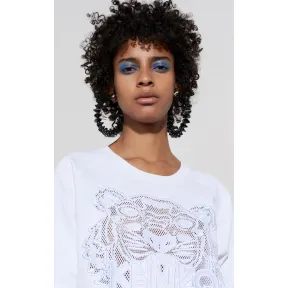 凯卓/Kenzo 女士 白色 运动衫 网眼老虎运动衫 F652SW7274XD.01.L