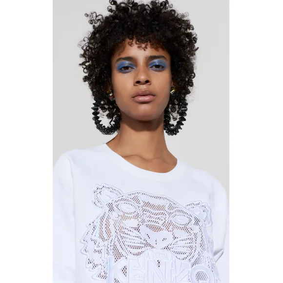 凯卓/Kenzo 女士 白色 运动衫 网眼老虎运动衫 F652SW7274XD.01.L