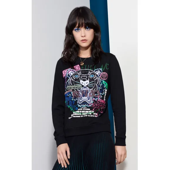 凯卓/Kenzo 女士 黑色 运动衫 Flyer x Tiger运动衫 F752SW8504XG.99.L