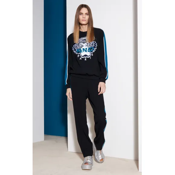 凯卓/Kenzo 女士 黑色 衬衫 绉纱老虎运动衫 F752TO0105AC.99.L