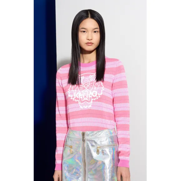 凯卓/Kenzo 女士 浅粉色 开衫 硅胶老虎毛衣 F752TO4303XB.30.L