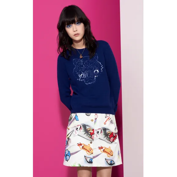 凯卓/Kenzo 女士 黑色 开衫 硅胶老虎毛衣 F752TO4303XB.78.L