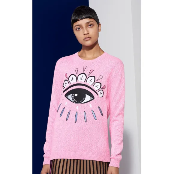 凯卓/Kenzo 女士 浅粉色 开衫 缀饰眼睛毛衣 F752TO4313XD.30.L