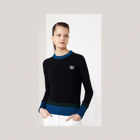凯卓/Kenzo 女士 黑色 开衫 虎纹毛衣 F752TO684860.99.L