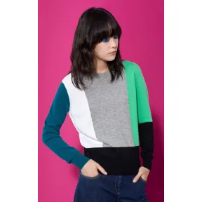 凯卓/Kenzo 女士 黑色 开衫 拼色羊绒毛衣 F752TO686840.99.M