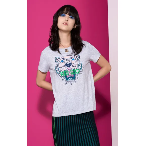 凯卓/Kenzo 女士 浅灰色 T恤 tiger t恤 F752TS7214YD.93.L