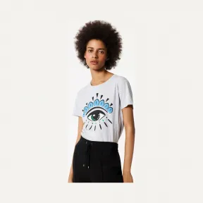 凯卓/Kenzo 女士 浅灰色 T恤 眼睛T恤 F752TS7334YD.93.L