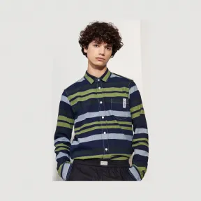 凯卓/Kenzo 男士 深蓝色 衬衫 条纹牛仔外套 F755CH6002EI.77.L