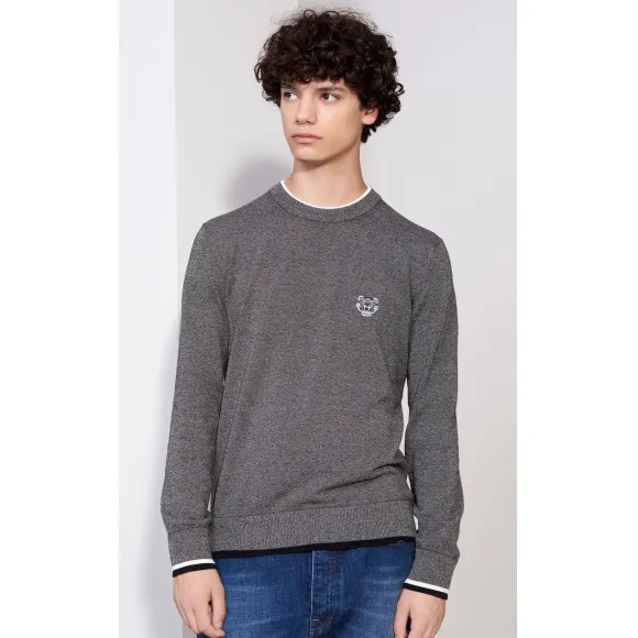 凯卓/Kenzo 男士 煤灰色 开衫 虎纹毛衣 F755PU2023AB.98.L