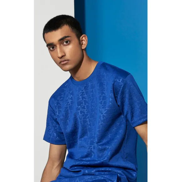 凯卓/Kenzo 男士 深海蓝色 T恤 浮雕 科技 t恤 F755TS0434CG.75.XL