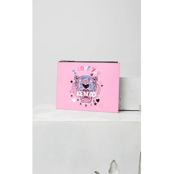 凯卓/Kenzo 淡粉色 手拿包 -老虎x我爱你-a4邮袋 F762SA607FA3.34.TU