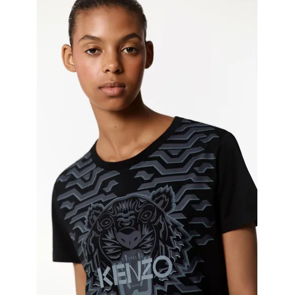 凯卓/Kenzo 女士 黑色 T恤 Geo Tiger T恤 F762TS7044YQ.99.L