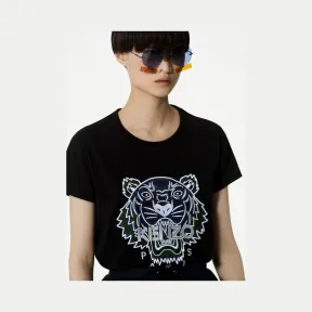 凯卓/Kenzo 女士 黑色 T恤 北极光的老虎T恤 F762TS8494YG.99.L