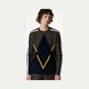 凯卓/Kenzo 男士 黑色卡其色 毛衣 菱形羊毛毛衣 F765PU2073CC.51.M