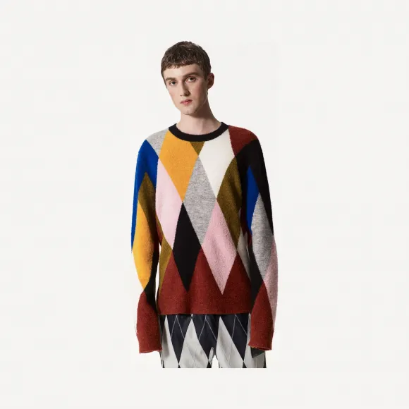 凯卓/Kenzo 男士 彩色 开衫 菱形针织毛衣 F765PU2223CE.MU.L