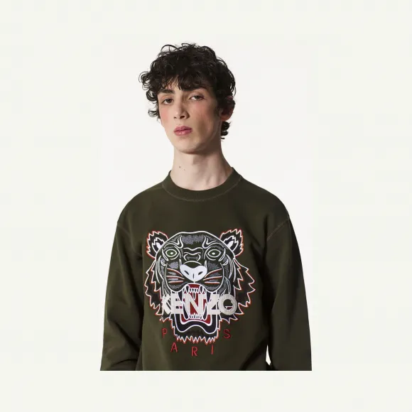 凯卓/Kenzo 男士 黑色卡其色 运动衫 老虎运动衫 F765SW0014XC.51.L