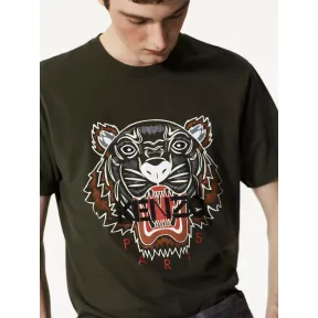 凯卓/Kenzo 男士 黑色卡其色 T恤 tiger t恤 F765TS0504YC.51.L