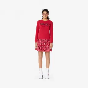 凯卓/Kenzo 深紫红色 裙子 牡丹印花百褶裙 F962JU11251A.26.36