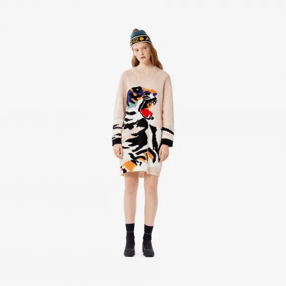凯卓/Kenzo 浅驼色 礼服 老虎头毛衣裙 F962RO4113XA.12.L